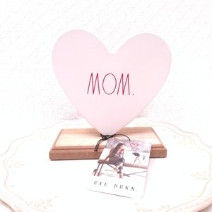NWT Rae Dunn "Mom." Metal Wood Heart Sign